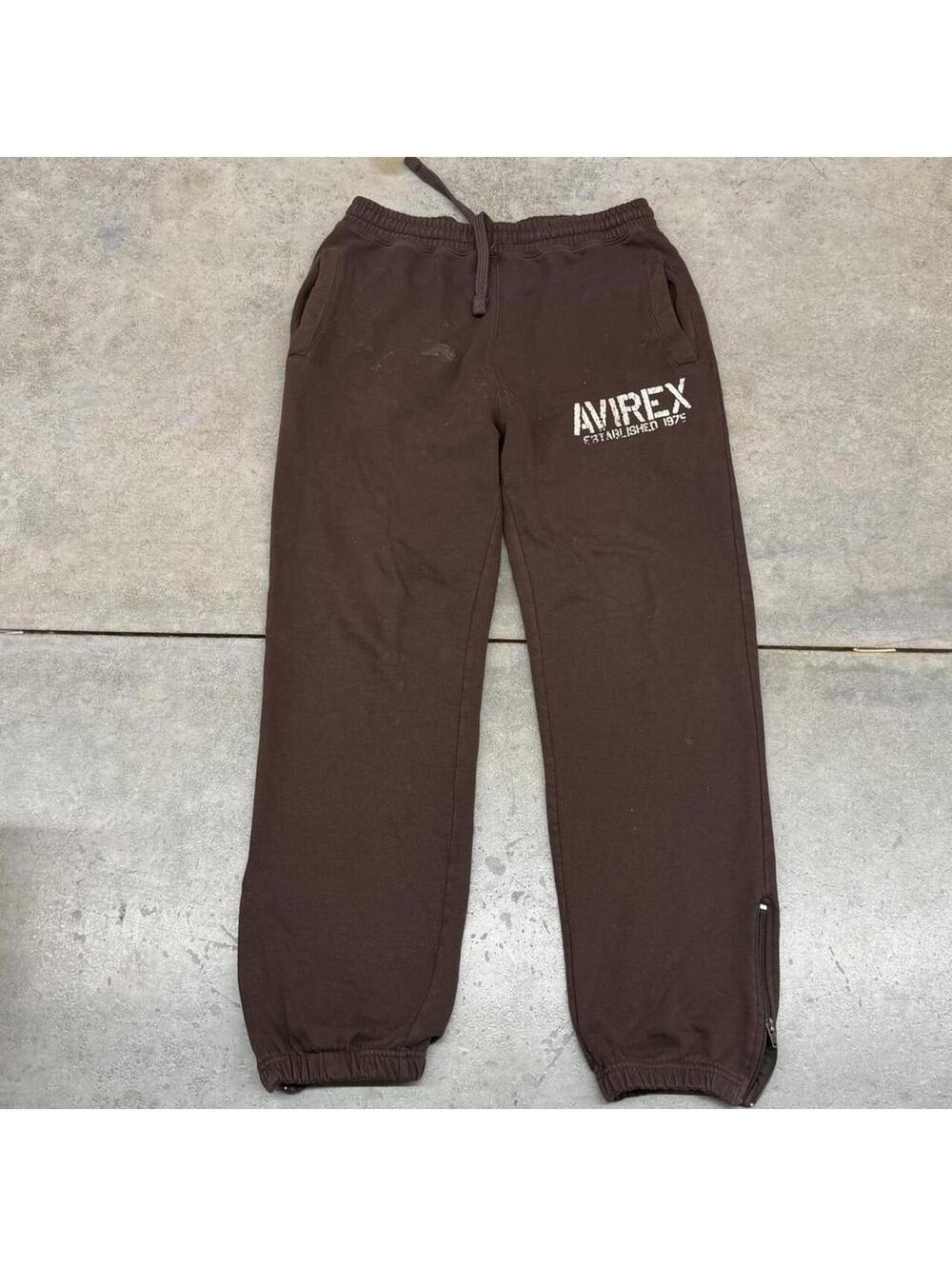 vintage avirex brown relaxed baggy fit sweatpants size large HAS STAINS